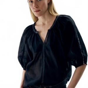 NEW NYMANE hilma v neck top in black